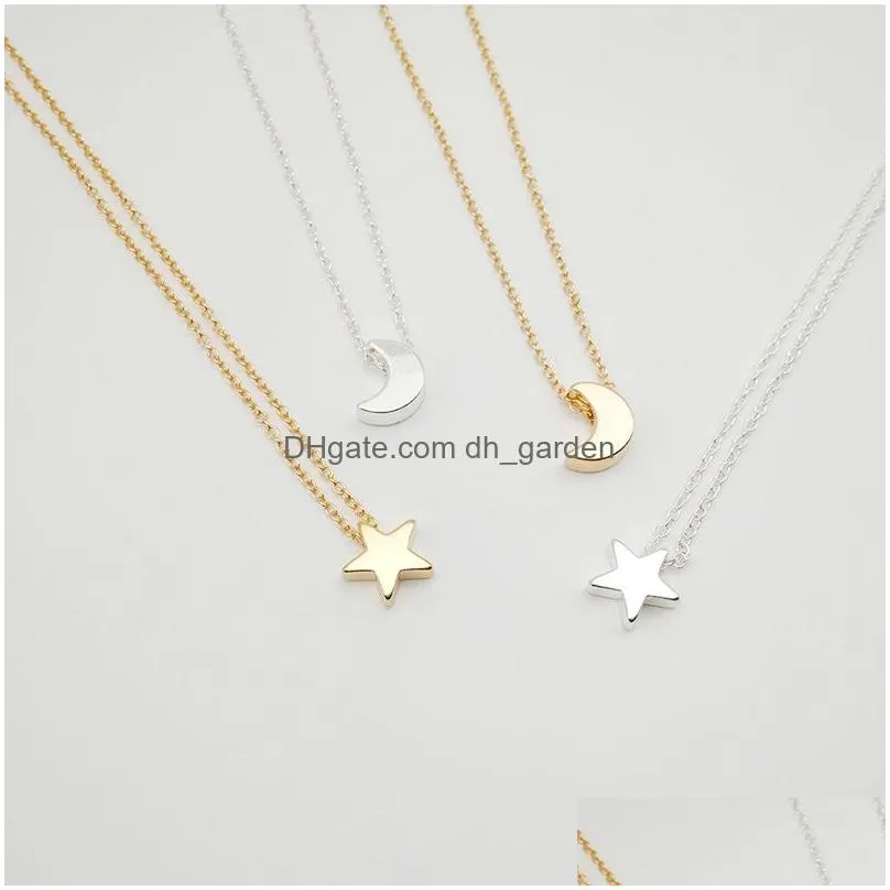 Pendant Necklaces Women Chocker Gold/Sier Color Chain Star Heart Choker Necklace Jewelry Collana Kolye Bijoux Collares Mujer Dhgarden Otrs8