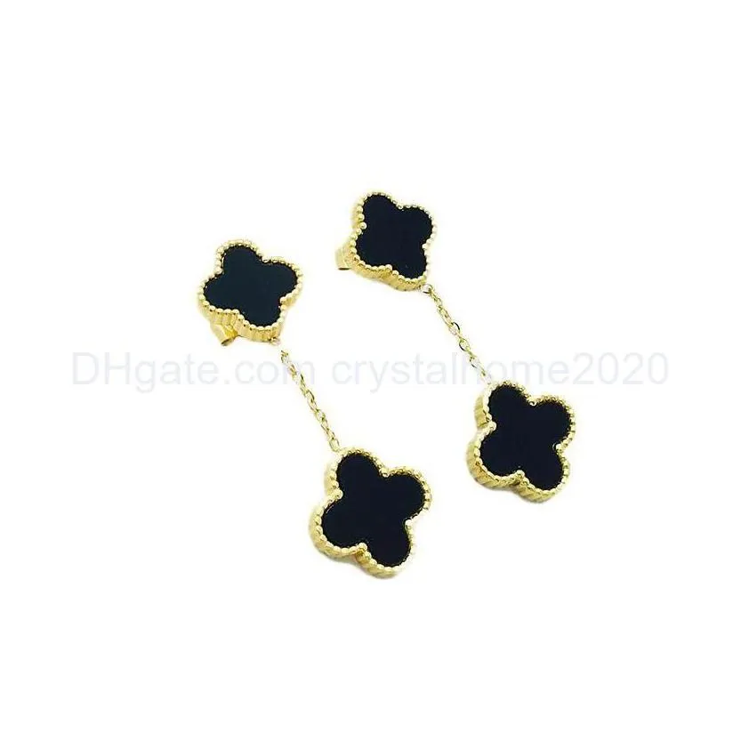 stud fashion good luck clover charm stainless steel earring jewelry for women gift drop delivery earrings otfe0