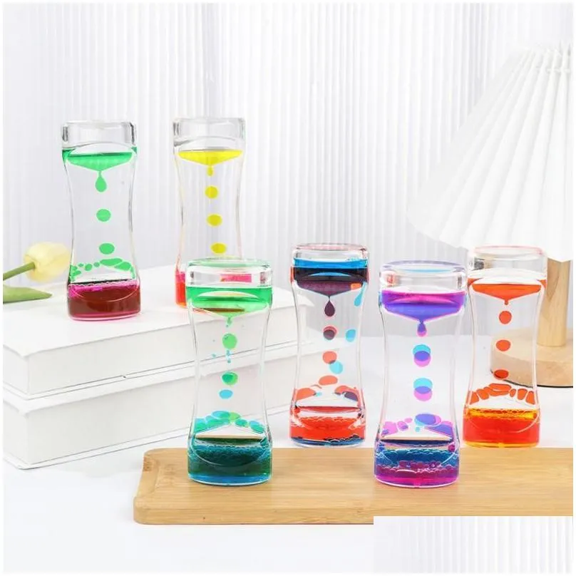 other clocks accessories double color dynamic oil drop leak hourglass toys hourglasses ornaments liquid timer beautiful waist crafts