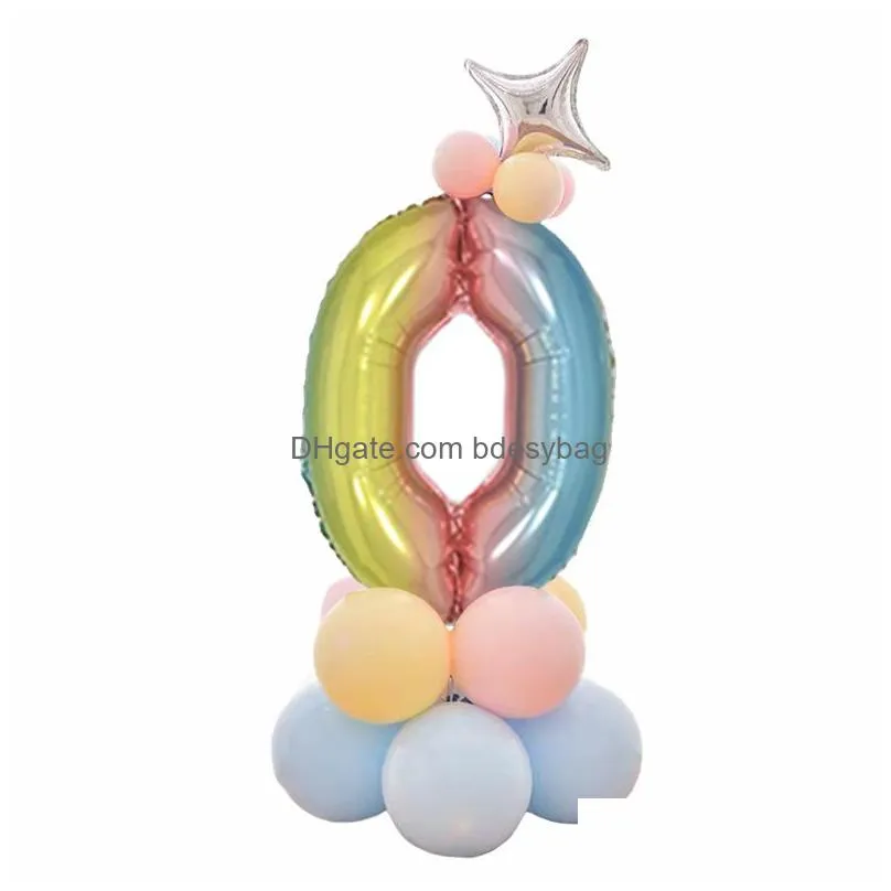 Other Event & Party Supplies 32 Inch Gradient Number Foil Balloons Set Event Supplies 0 - 9 Years Old Kid Boys Girls Crown Happy Birth Dhepl
