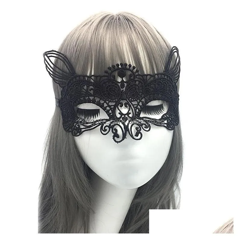 Party Masks Wholesale Black Y Lace Masquerade Mask For Carnival Halloween Half Face Ball Party Masks Festive Supplies Drop Delivery Ho Dhyka