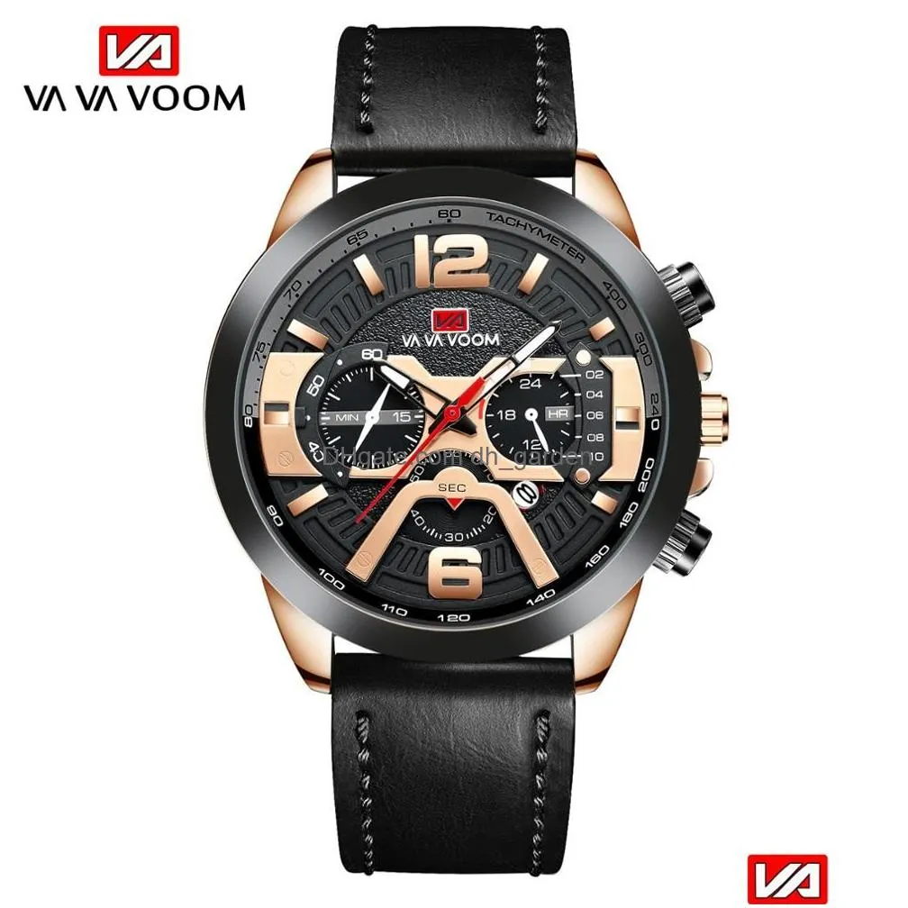Wristwatches Men Sport Waterproof Watch Casual Leather Wrist Watches For Black Top Brand Luxury Military Clock Fashion Chron Dhgarden Otdcj