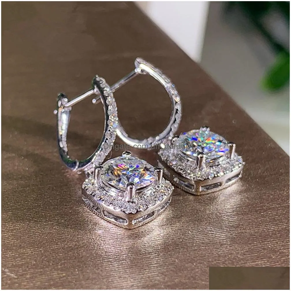 Dangle & Chandelier Square Earrings Brilliant Engagement Wedding Jewelry Elegant Female Dangle Earring Drop Delivery Jewelry Dhgarden Ot26G