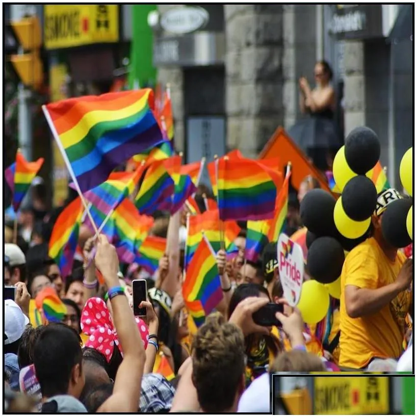 Banner Flags Gay Pride Flag Plastic Stick Rainbow Hand American Lesbian Lgbt 14 X 21 Cm Drop Delivery Home Garden Festive Party Suppl