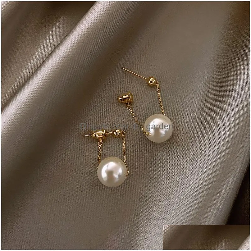 Dangle & Chandelier Simple Elegant Small Pearl Pendant Earrings For Woman Fashion Jewelry Party Ladies Unusual Dangle Earrin Dhgarden Oteqo