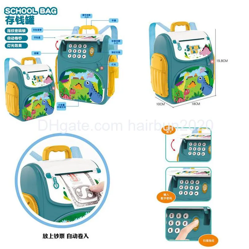 children intelligence bag to save piggy bank automatic fingerprint identification electric toy induction largecapacity password simulation