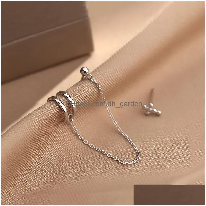 Ear Cuff Delicate 925 Sterling Sier Asymmetric Cross Stud Ear Bone Line Earrings For Women Men Hip Hop Party Jewelry S-E1317 Dhgarden Otrv0