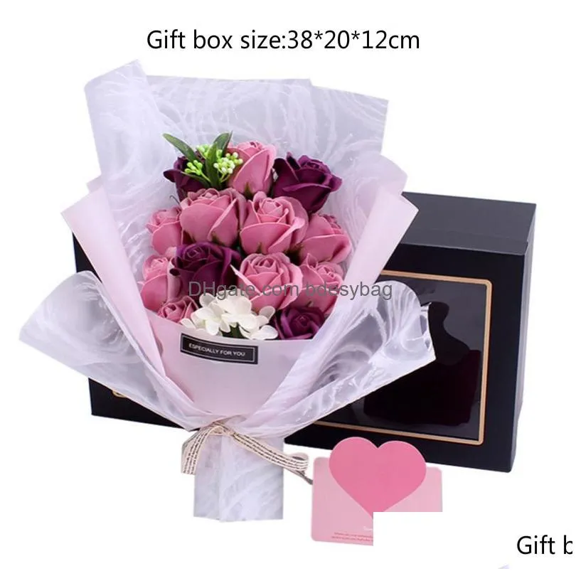 Other Festive & Party Supplies Creative Festive Party Supplies Scented Artificial Soap Flower Rose Bouquet Gift Box Simation Flowers V Dhhqt