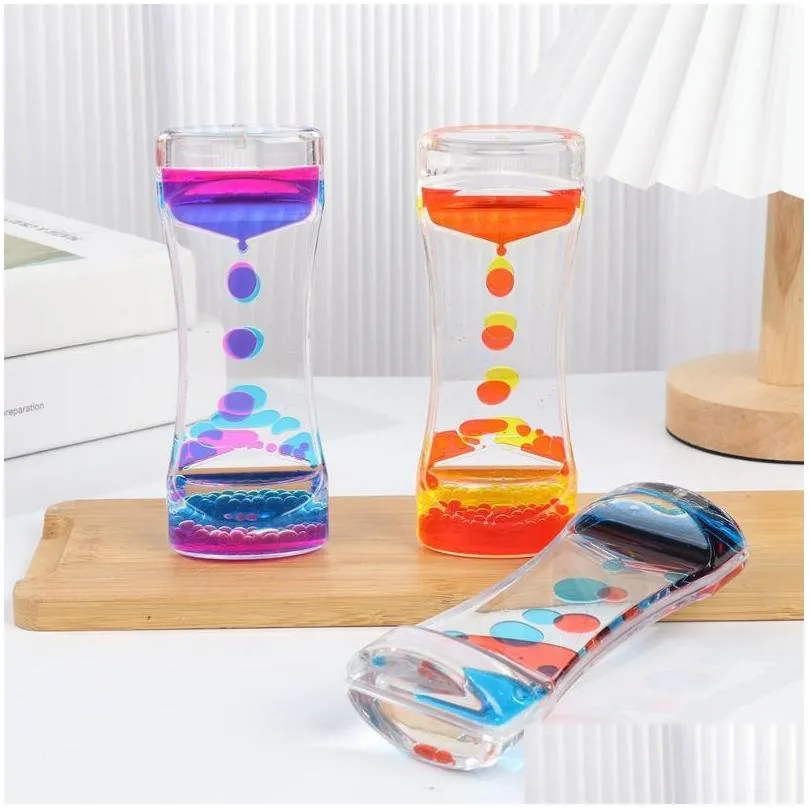 other clocks accessories double color dynamic oil drop leak hourglass toys hourglasses ornaments liquid timer beautiful waist crafts