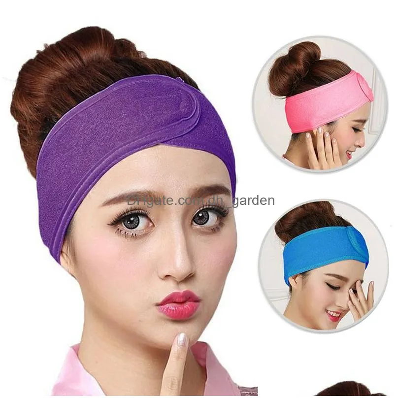 Headbands Adjustable Wide Hairband Yoga Spa Bath Shower Makeup Wash Face Cosmetic Headband For Women Ladies Make Up Hair Acc Dhgarden Otcpz