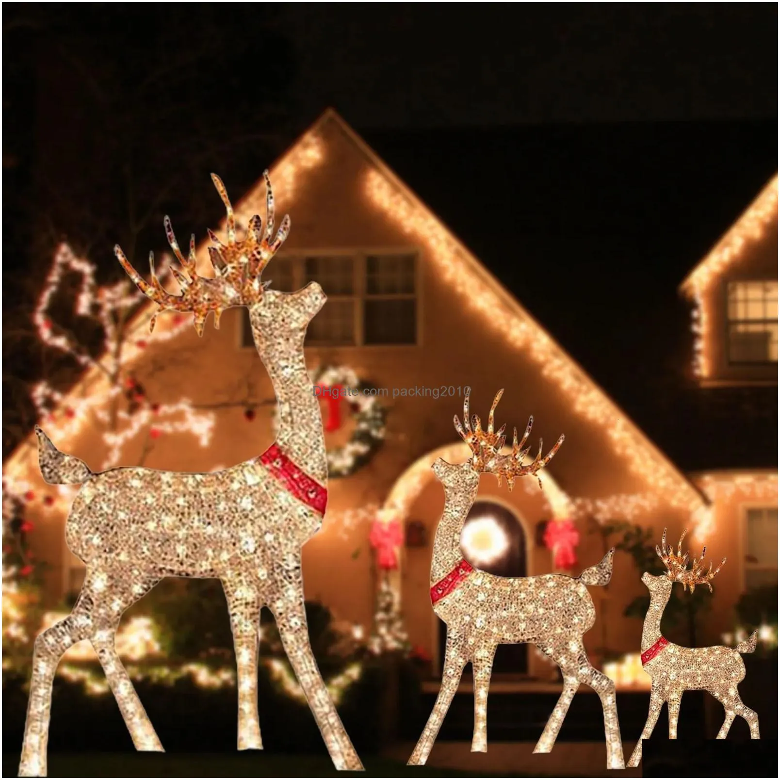 Christmas Decorations Christmas Decorations Light-Up Deer Led Lighted Reindeer For Xmas Decoration Luminous Ornament Outdoor Drop Deli Dhr9R