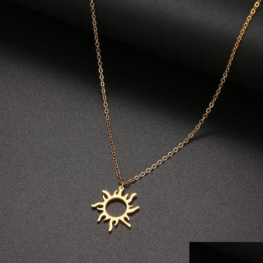 Pendant Necklaces Stainless Steel Necklace Plated Ethnic Sun Totem Pendent Necklaces For Charm Women Birthday Party Fashion Dhgarden Oto7O