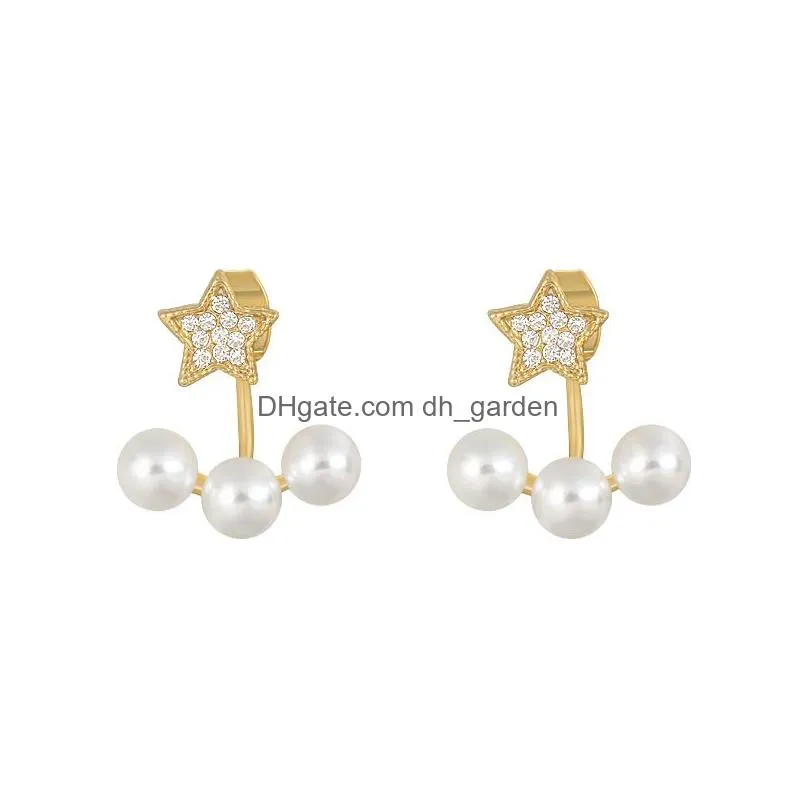 Dangle & Chandelier Simple And Small Three Pearl Pendant Earrings Fashion Ladies Jewelry For Woman Wedding Party Girls Golde Dhgarden Otm0Z