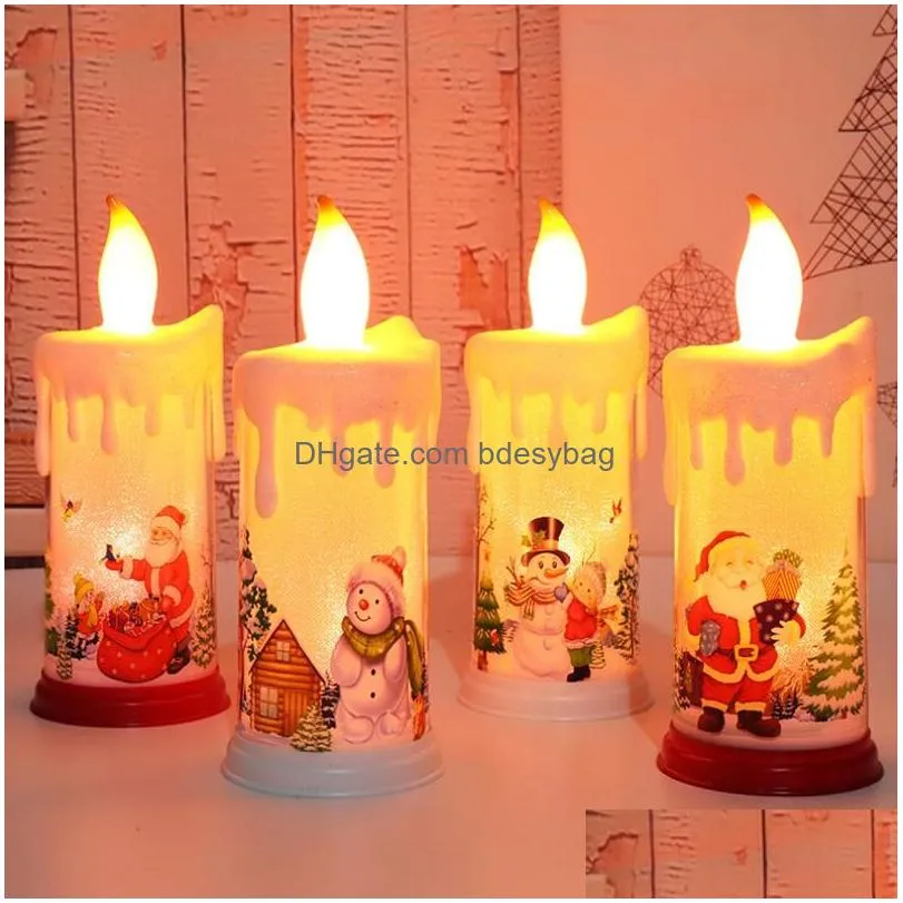 Candles Christmas Decoration Pvc Candle Light Led Simated Flame Santa Claus Snowman Xmas Gifts 22.5X9Cm Drop Delivery Home Garden Home Dh3Q4
