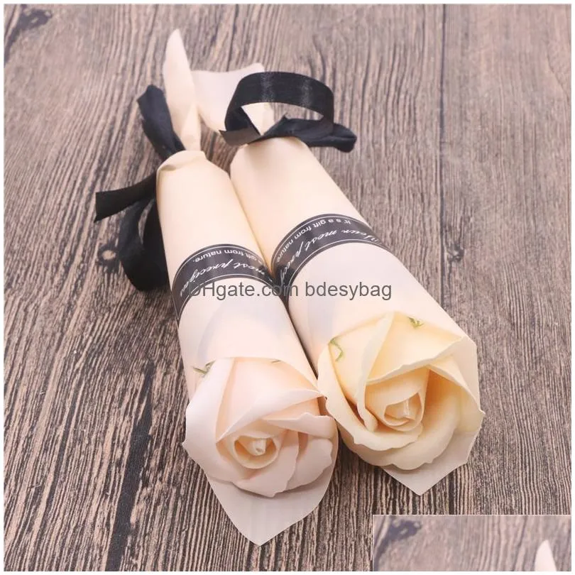 Decorative Flowers & Wreaths Romantic Artificial Soap Rose Flowers Bouquet Single Handmade Flower For Mother Valentine Day Gift Weddin Dhain