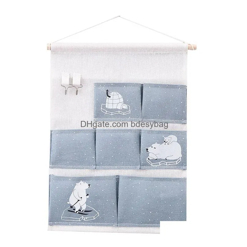 Cabinet Door Organizers Cotton Linen Fabric Wall Door Cabinet Organizers Hanging Home Storage Pouches Wardrobe Closet 7 Pockets Drop D Dhm6R