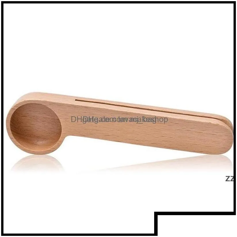 Spoons Flatware Kitchen Dining Bar Home Garden Kitchen Spoon Wood Coffee Scoop With Bag Clip Tablespoon Solid Beech Wooden Measuring