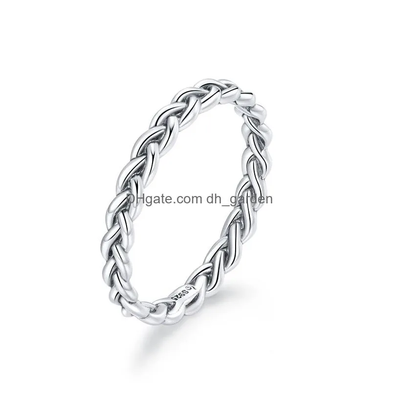 Band Rings Sterling Sier Braided Texture Ring Twisted Eternity Band Stackable Rings Fine Jewelry Drop Delivery Jewelry Ring Dhgarden Ot75P