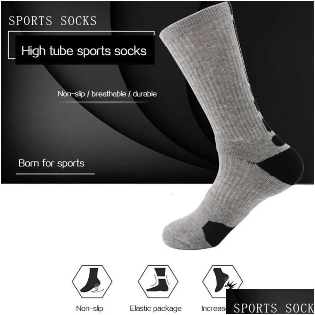 Sports Socks 5 Pairs Mens Elite Sports Socks With Dam Terry Basketball Cycling Running Hiking Tennis Sock Set Ski Women Cotton Eu Drop Otxfy