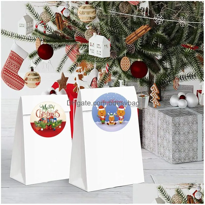 Other Decorative Stickers 8 Designs 1 Inch Christmas Theme Seal Labels Stickers For Diy Gift Baking Package Envelope Stationery Decora Dhdhr