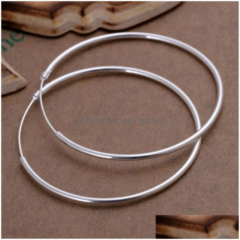 Hoop & Huggie Sterling Sier Round Circle 35/50/60Mm Hoop Earrings For Woman Wedding Engagement Party Fashion Charm Jewelry G Dhgarden Ot08X