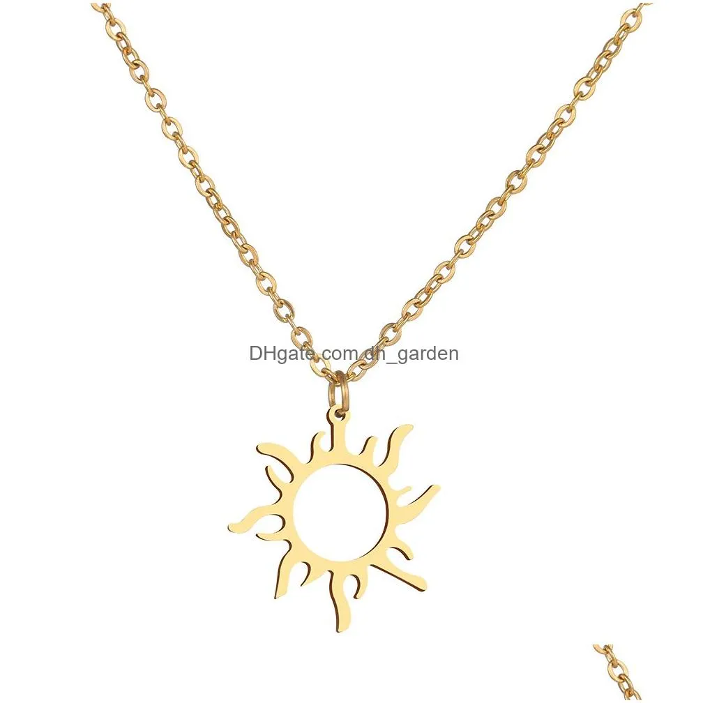 Pendant Necklaces Stainless Steel Necklace Plated Ethnic Sun Totem Pendent Necklaces For Charm Women Birthday Party Fashion Dhgarden Oto7O