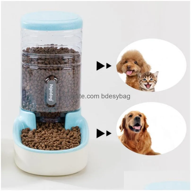 Dog Bowls & Feeders Dog Cat Feeders Water Dispenser Fountain Bottle Set Plastic Matic Pet Feeding Drinker Bowl 2 Pieces Drop Delivery Dhaqu