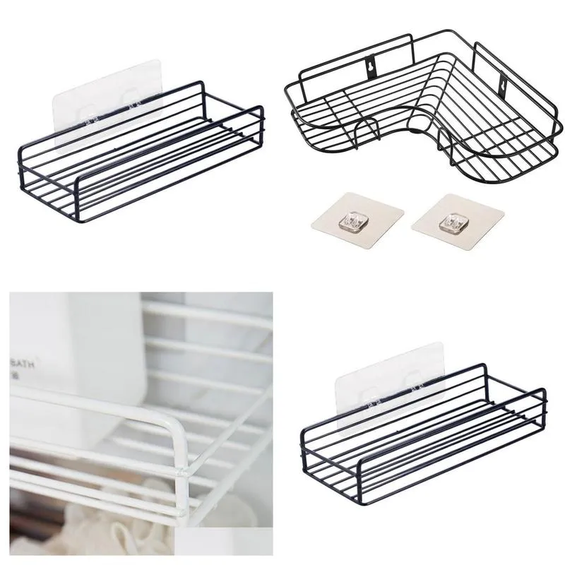 Storage Holders & Racks Iron Art Bathroom Storage Rack Wall Hanging Square Punch And Traceless Organizing Drop Delivery Home Garden Ho Otyny