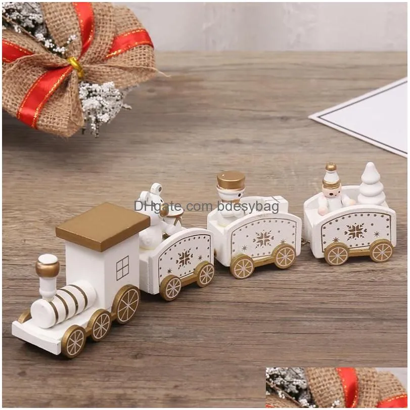 Christmas Decorations Creativity Merry Christmas Wooden Train Ornament Decoration For Home Santa Claus Gift New Year Xmas Drop Deliver Dhwqi