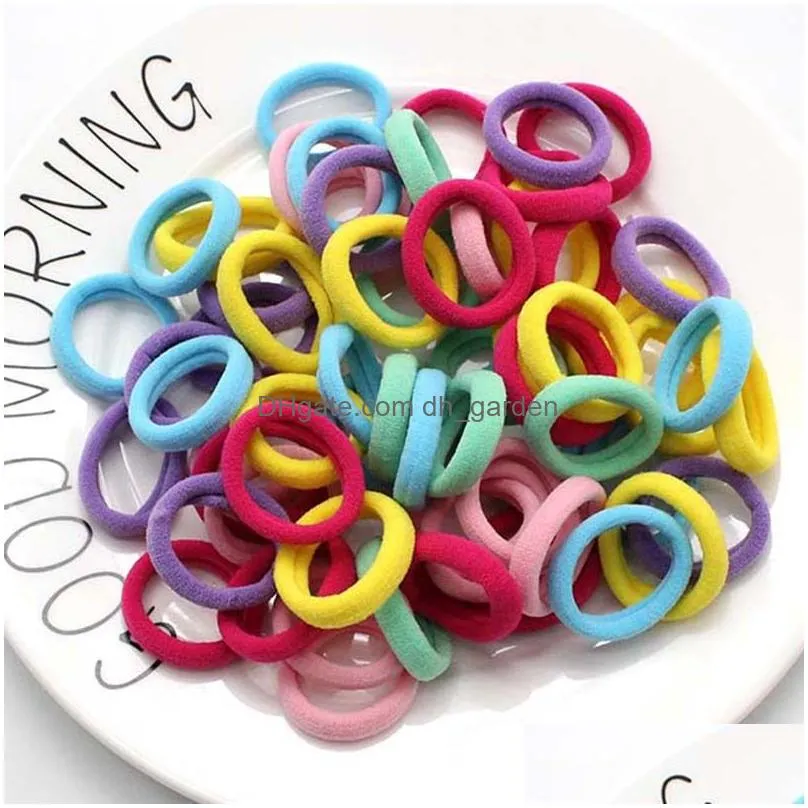 Hair Rubber Bands 50Pcs Girls Solid Color Elastic Hair Bands 3Cm Ponytail Holder Gum Headwear Ties Accessories Drop Delivery Dhgarden Otvnm