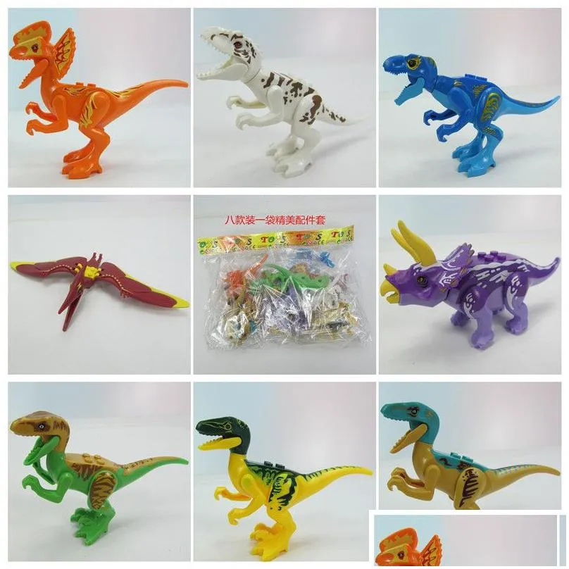 Blocks Jurassic Dinosaur World T-Rex Carnotaurus Tyrannosaurus Pterosaur Raptor Dilophosaurus Triceratops Building Block Toy For Boy S Otg9C