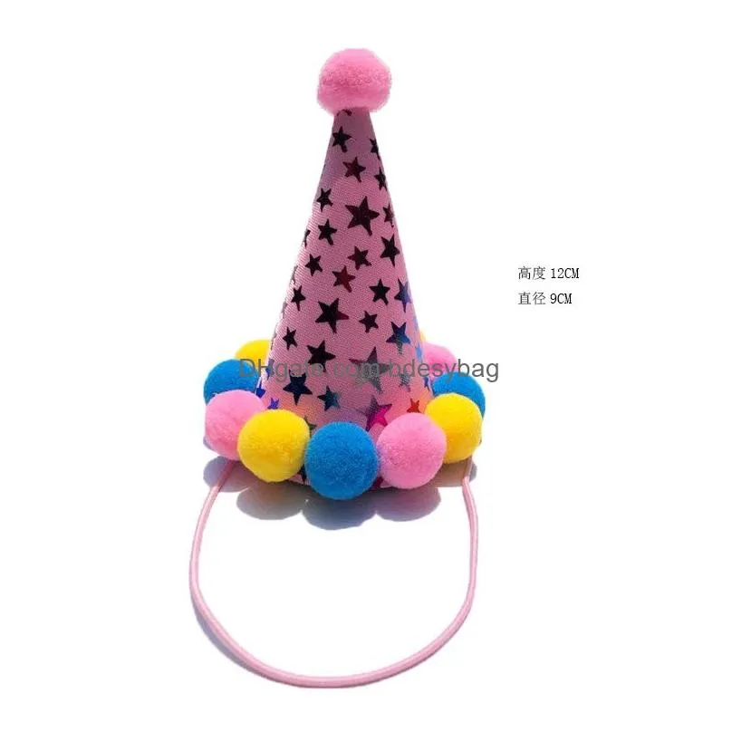 Other Dog Supplies Cute Pet Dogs Birthday Caps Add Bibs Sequin Design Headwear Cap Hat Cat Dog Costume Christmas Party Pets Accessorie Dh6D8