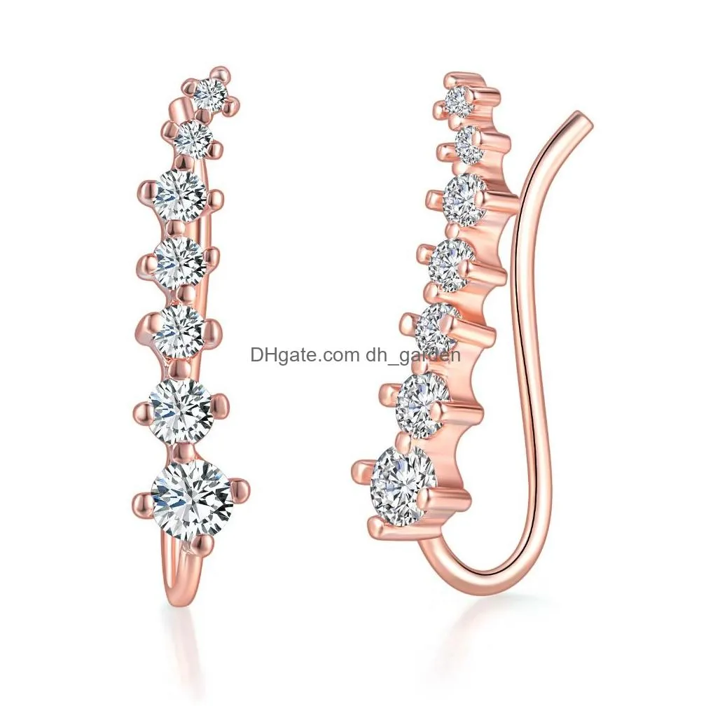 Stud Colorf Ear Cuff Earrings For Women Four-Prong Setting 7Pcs Cz Crystals Rose Gold Color Fashion Jewelry Xmas E527 E534 E Dhgarden Otdjn