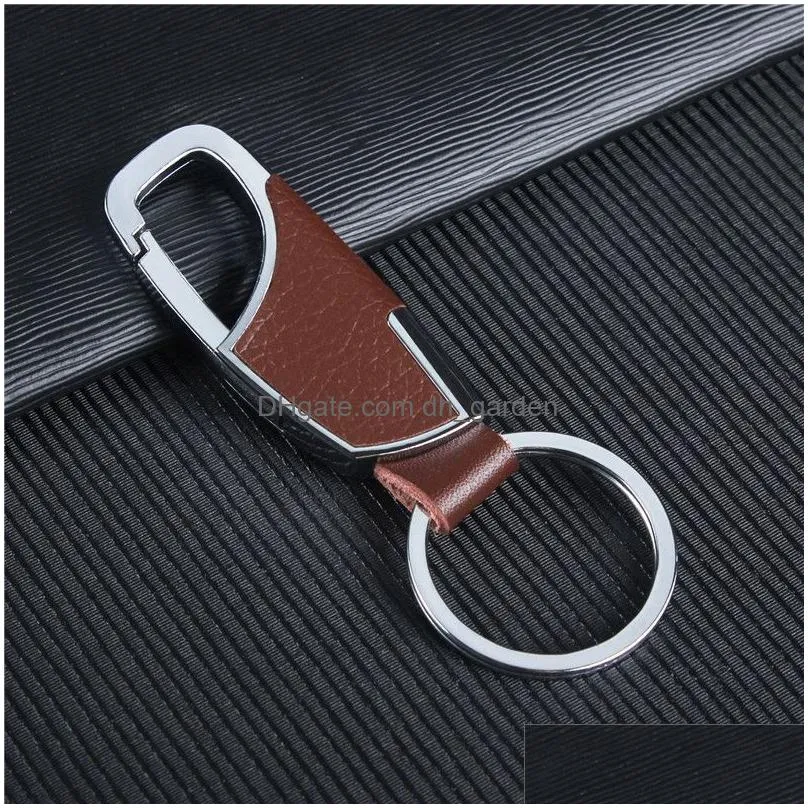 Keychains & Lanyards Luxury Leather Men Keychain Black Clasp Creative Diy Keyring Holder Car Key Chain For Drop Delivery Fash Dhgarden Otgcf