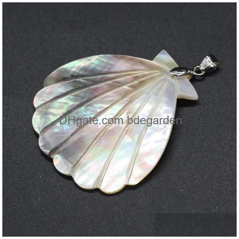 pendant necklaces natural mother-of-pearl art pendants scallop shape shell for trendy jewelry making diy necklace earrings crafts