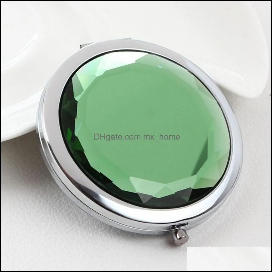 promotion custom crystal surface mirrors portable pocket mini cosmetic mirror women cosmetic cute round makeup clamshell mirrors