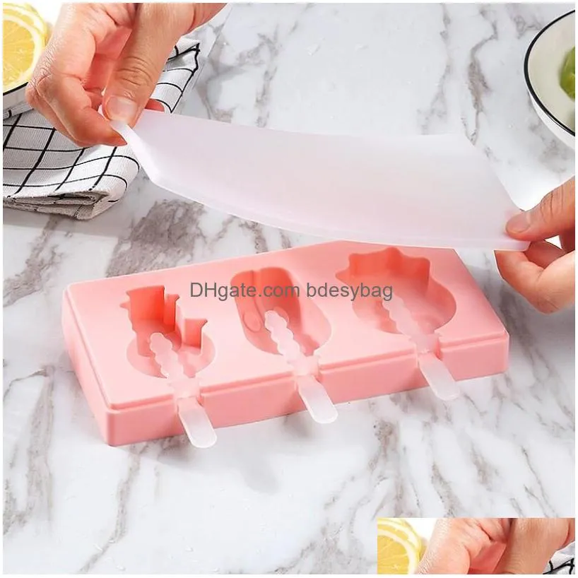 Ice Cream Tools Sile Ice Cream Tools Mold Popsicle Molds With Lid Diy Homemade Lolly  Maker Mod Drop Delivery Home Garden Kitchen, Dhcj1