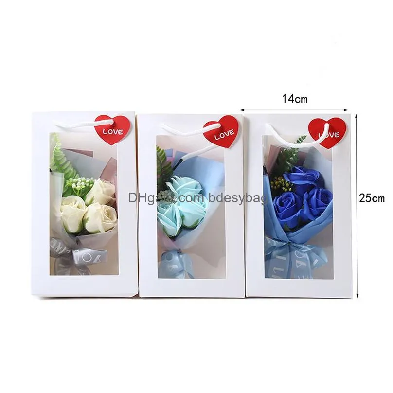 Decorative Flowers & Wreaths Handmade Soap Foam Roses In Gift Box Fake Flower Artificial Valentine Wedding Birthday Mothers Day Gifts Dhkij