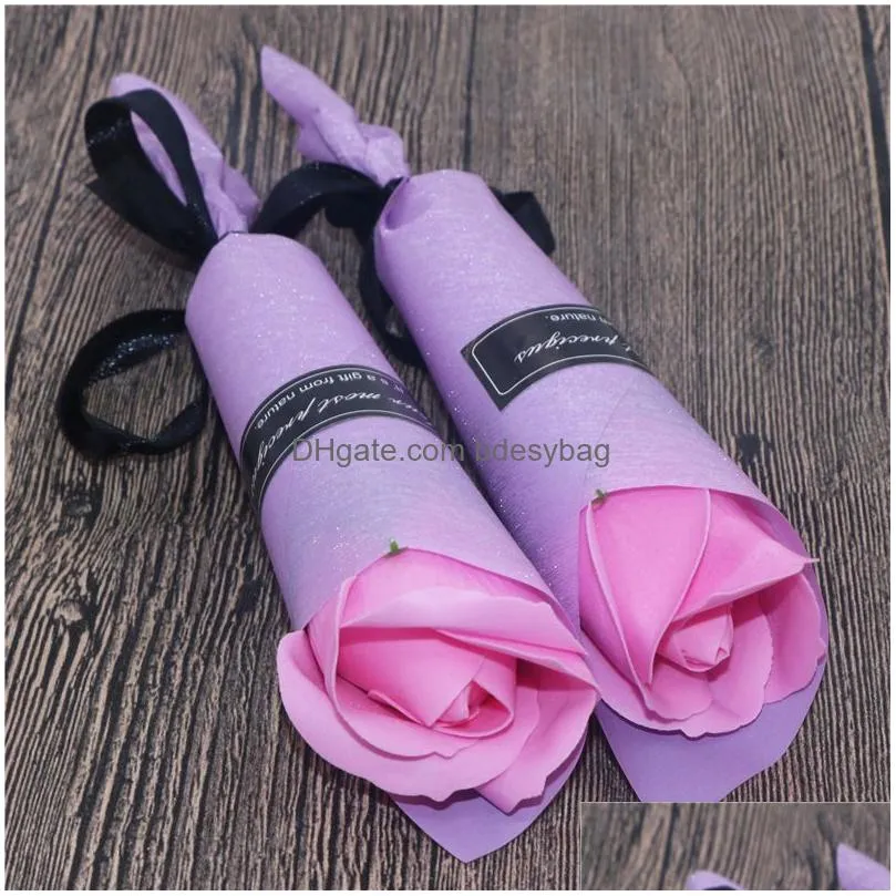 Decorative Flowers & Wreaths Romantic Artificial Soap Rose Flowers Bouquet Single Handmade Flower For Mother Valentine Day Gift Weddin Dhain