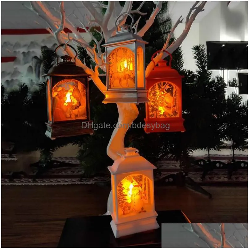 Christmas Decorations Christmas Decorations Candle With Holder Led Tea Light Candles Cages Elk Santa Claus Printing Candlestick Decora Dhhki