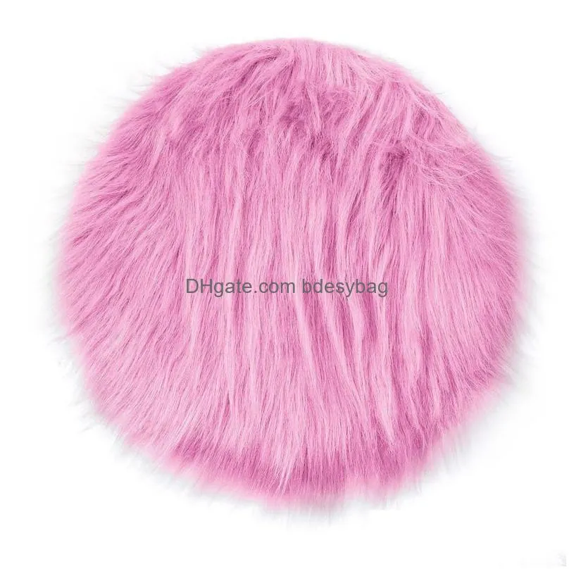 Carpets Round Soft Carpets Faux Sheepskin Fur Area Rugs For Bedroom Living Room Shaggy Plush Carpet White Home Floor Mat Bedside Drop Dhq3Y