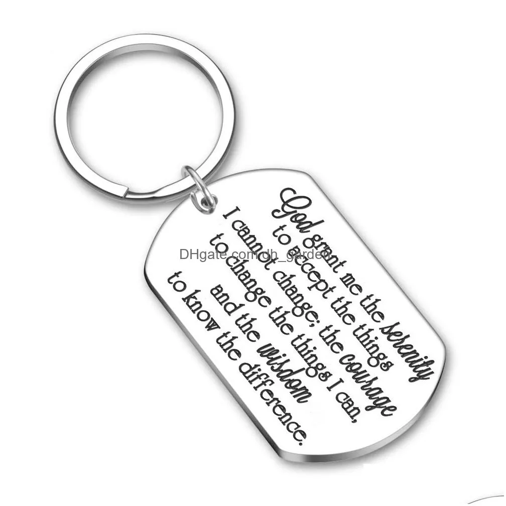 Keychains & Lanyards Christian Key Chain Serenity Prayer Gift Sobriety Reery Gifts For Woman Men Teen Boy Girls Relius Keyri Dhgarden Otzew