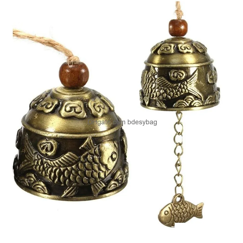 Garden Decorations Vintage Carved Wind Chimes Bell Copper Yard Garden Decorations Windbell Outdoor Hanging Home Temple Ornament Drop D Dhy5S