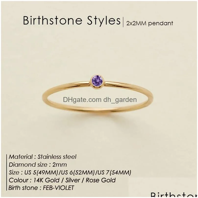 Band Rings Stainless Steel Birthstone Ring Gold Color Simple Fashion Style Rings For Women Festival Party Gift Drop Delivery Dhgarden Otnmg
