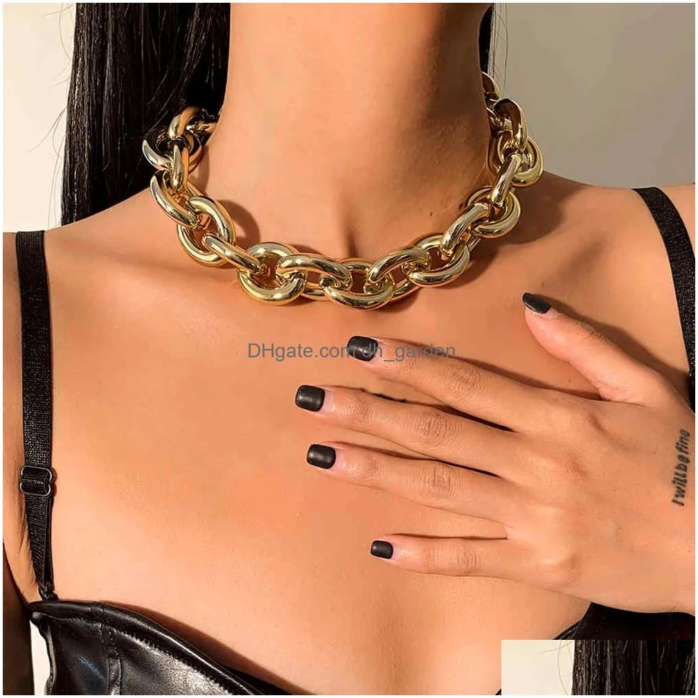 Chains Exaggerated Vintage Ancient Choker Necklace Pendant Women Statement Lock Link Thick Chain Necklaces Steampunk Men Jew Dhgarden Otqep