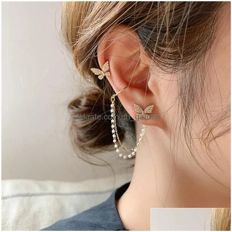 Ear Cuff 1Pc New Fashion Gold Color Moon Star Clip Earrings For Women Simple Fake Cartilage Long Tassel Ear Cuff Jewelry Dro Dhgarden Otcwy