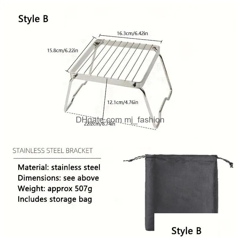 Stoves Stoves Mtifunctional Folding Campfire Grill Portable Stainless Steel Cam Grate Gas Stove Stand Outdoor Wood 231114 Drop Deliver Dhvcj