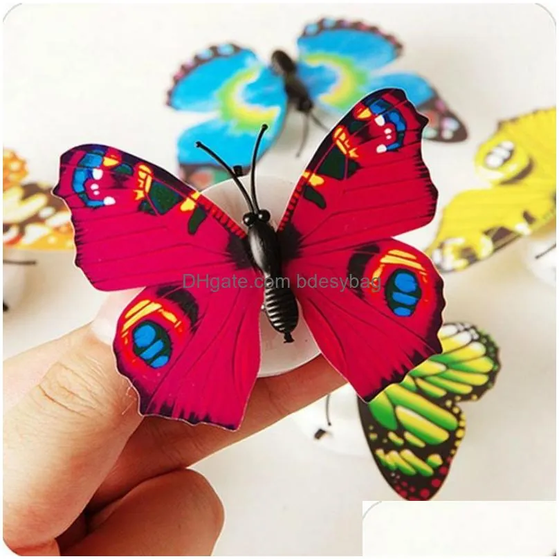 Wall Stickers Wall Stickers Decor Colorf Changing Butterfly Led Night Light Lamp Home Room Party Desk Decorations Wholesale Drop Deliv Dh8Dq