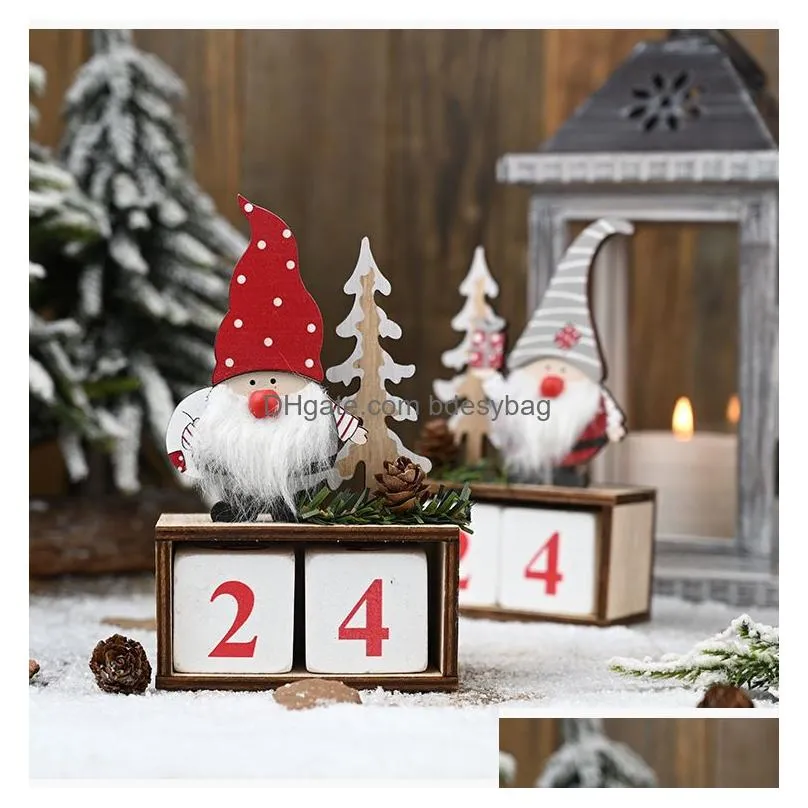Christmas Decorations Creative Calendar Merry Christmas Decorations Pine Cone Wooden Ornaments For Home Noel Xmas New Year Gifts Drop Dhlkt