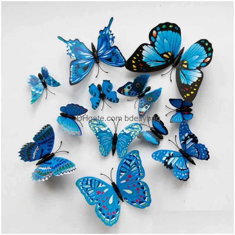 Fridge Magnets Diy 3D Fridge Magnets Butterfly Wall Sticker Home Decor Room Decorations Stickers Poster Waterproof Drop Delivery Home Dhzwg